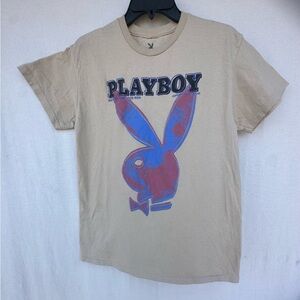Vintage 1986PLAYBOY  Unisex Tan Cotton Tee # A1